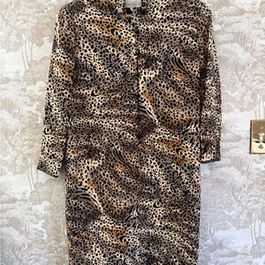 Vintage 100% Silk Adrianna Papell Leopard Dress